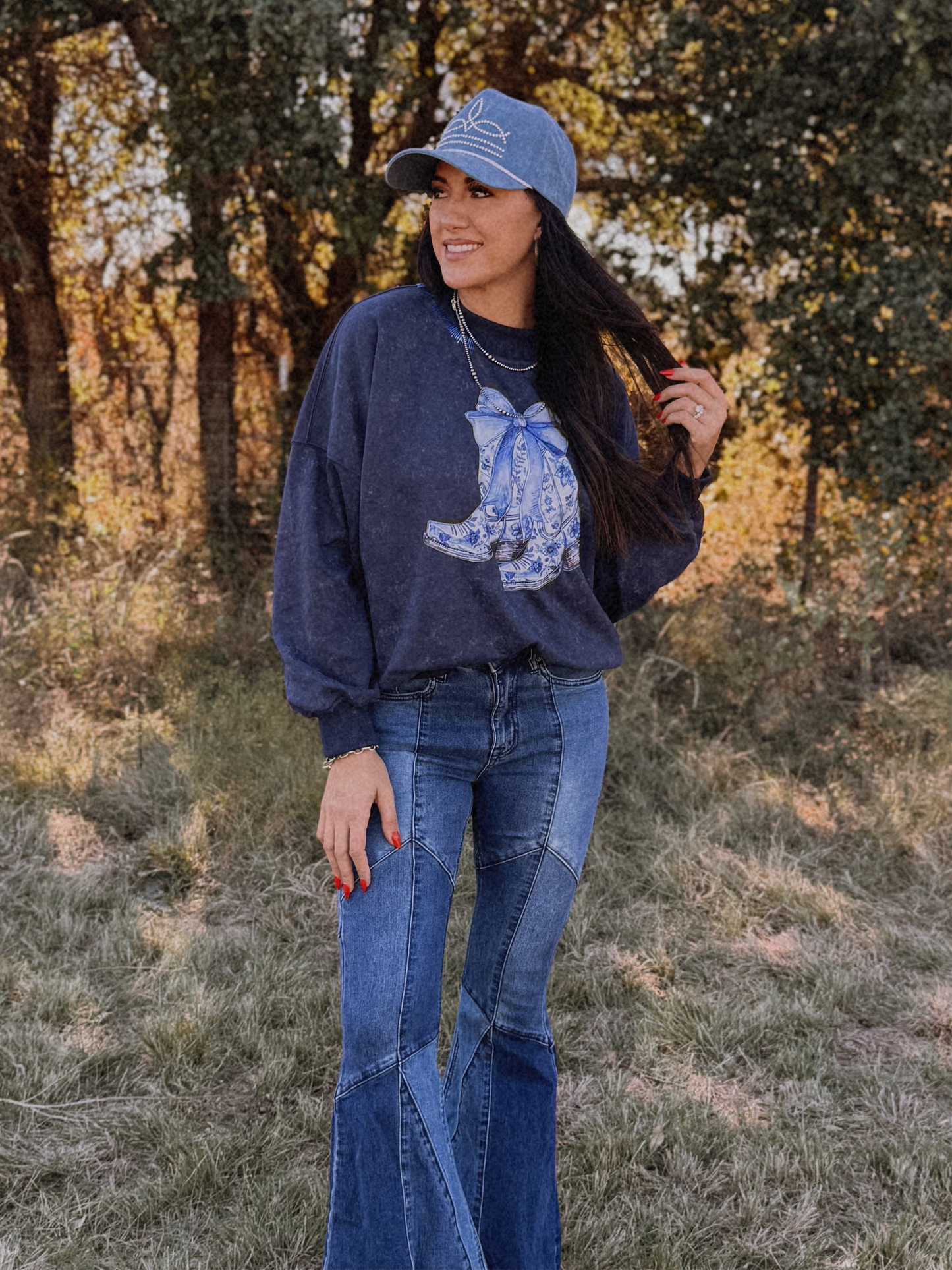 "Denim Boots" Crewneck