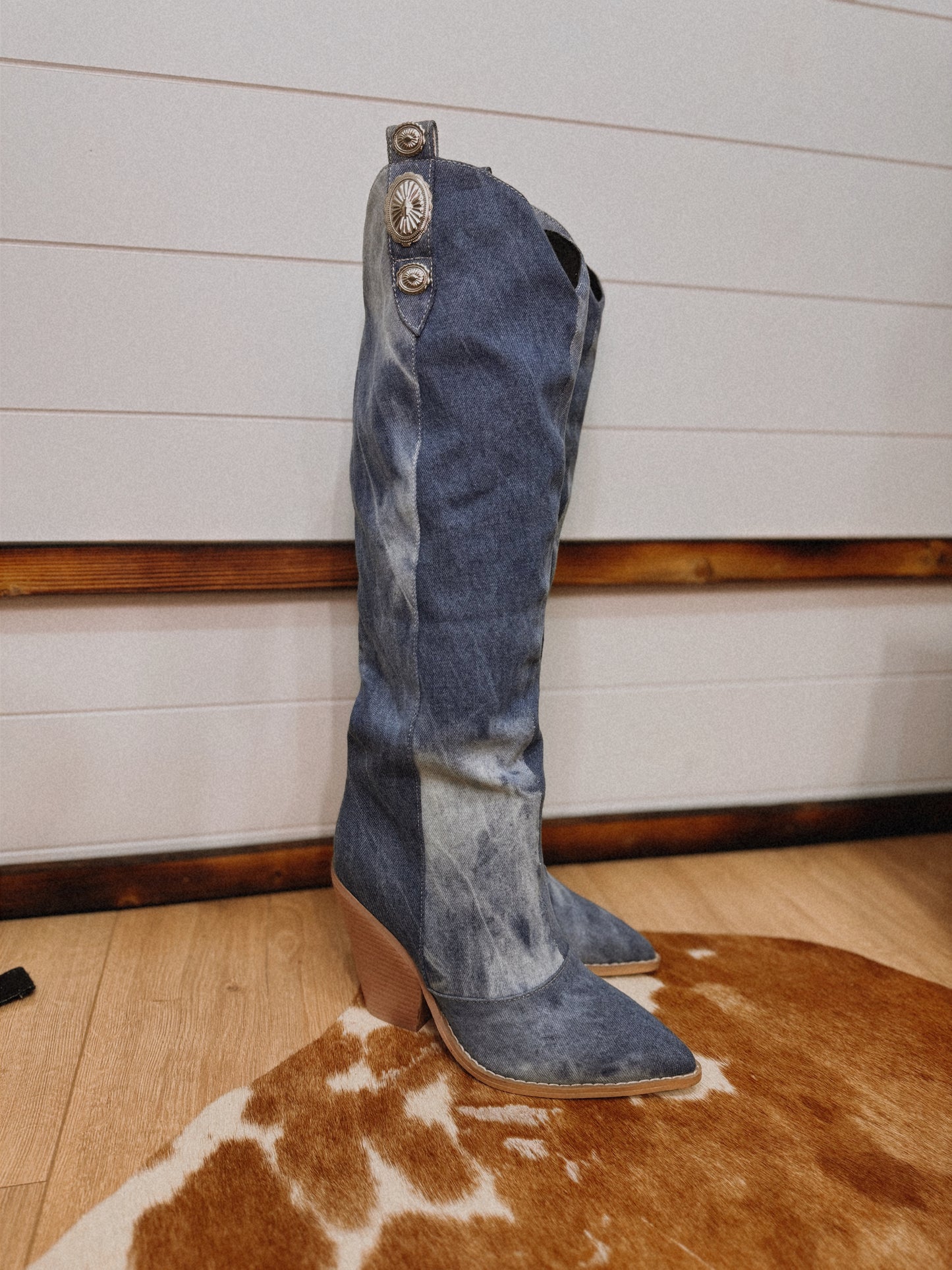 “CONCHO QUEEN” Denim Boots - SIZE 8