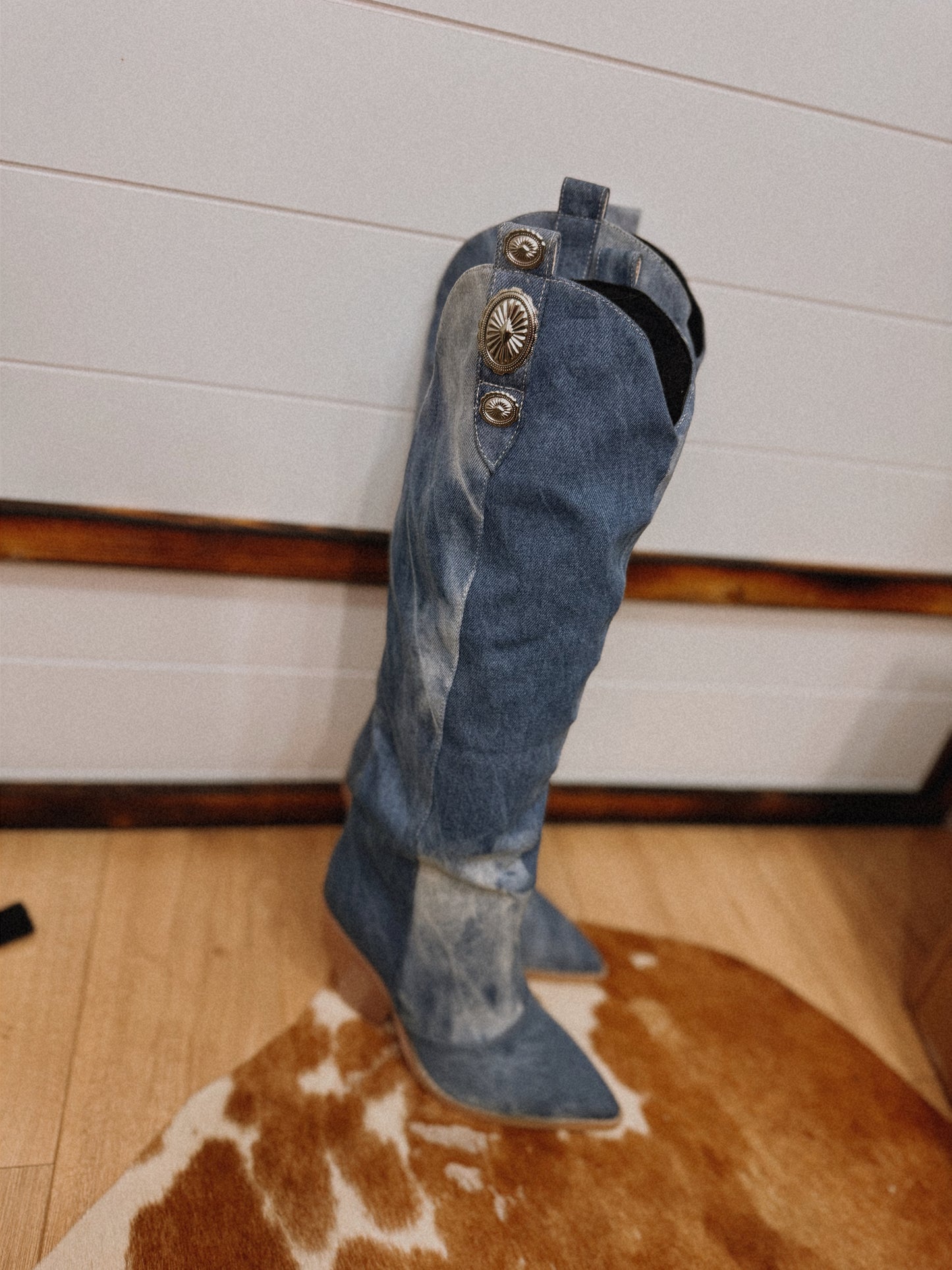 “CONCHO QUEEN” Denim Boots - SIZE 8