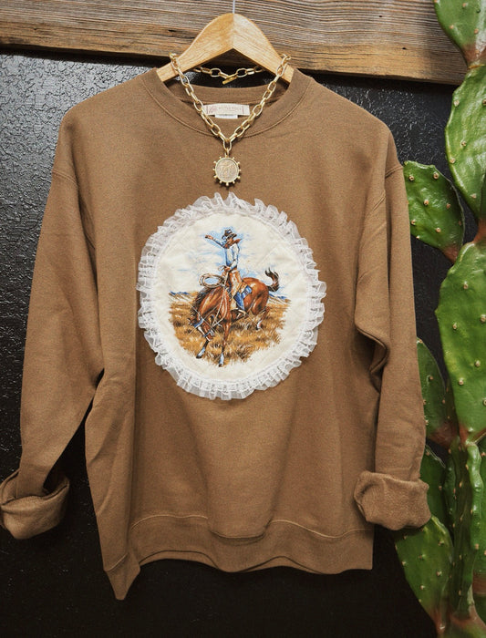 PATCHWORK PONY CREWNECK - CHOCOLATE / MEDIUM