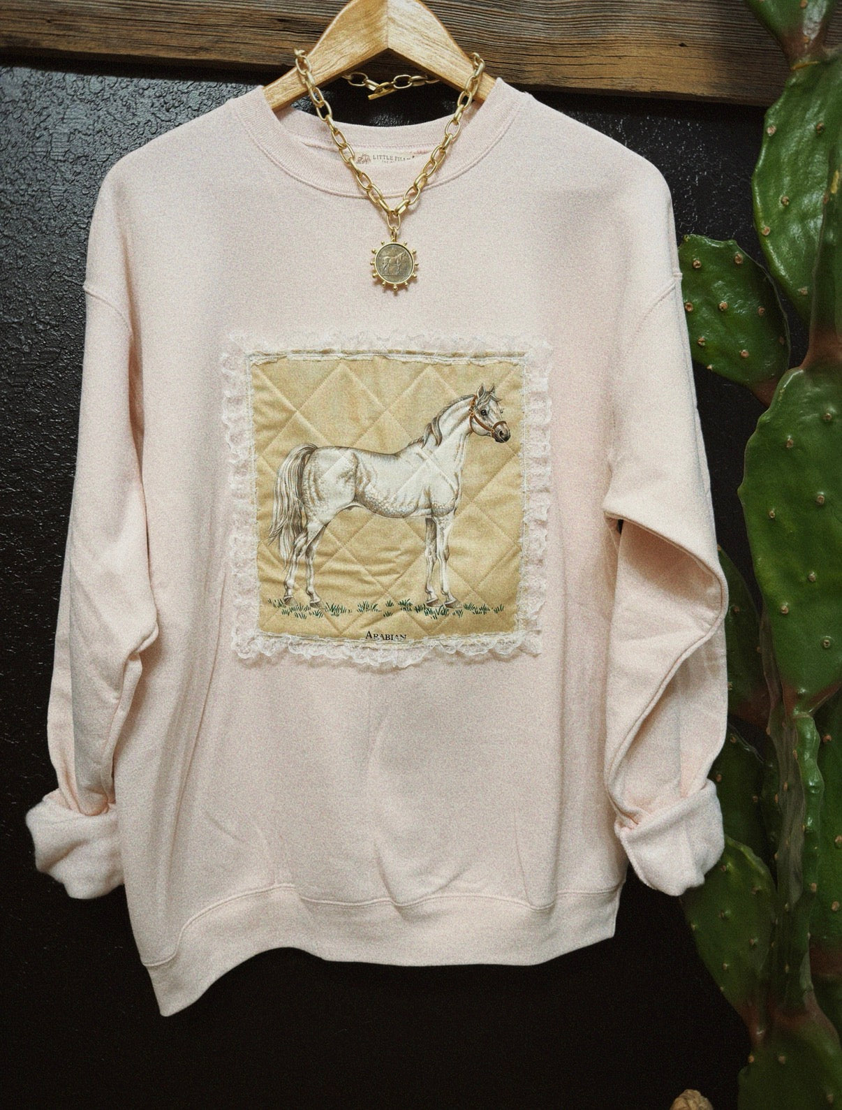 PATCHWORK PONY CREWNECK - PINK / MEDIUM